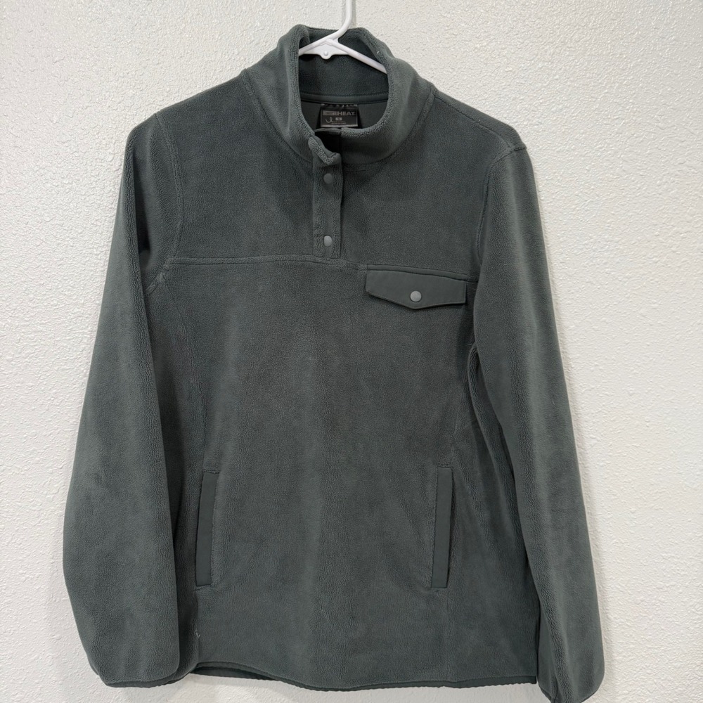 32 Degrees Heat Fleece Pullover Snap Neck Gray Size S